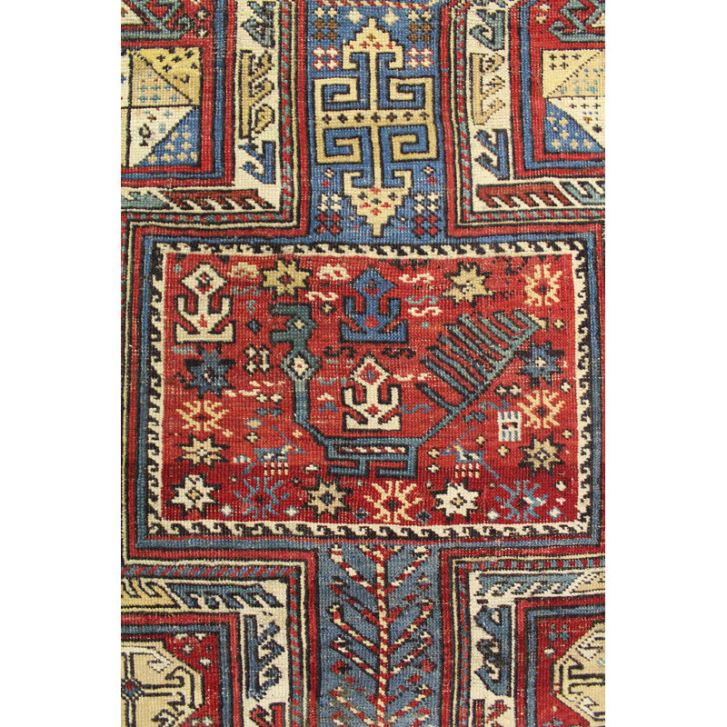 Tapis de couloir unique en laine tissé à la main des années 1920 de 3 pi 6 po x 12 pi 10 po Kuba