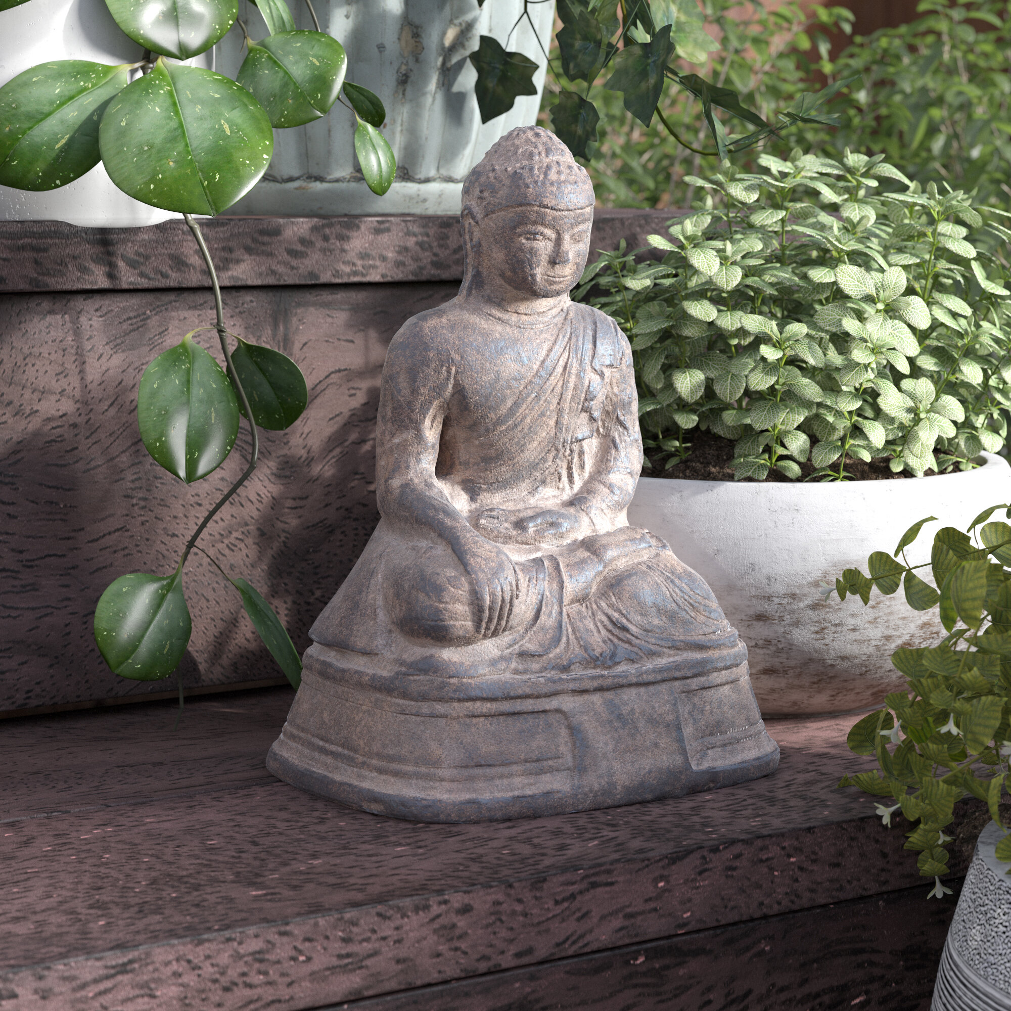 Meditation Buddha Concrete Statue Copper Style Home or Garden Decor,  Buddhism, Garden Buddha, Cement Buddha, Concrete Buddha, Zen Garden 