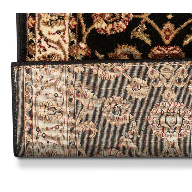 Chimeng Sarouk Oriental Black Custom Size Hallway Stair Runner - Traditional Floral Carpet, Runner 2'3" x 14'