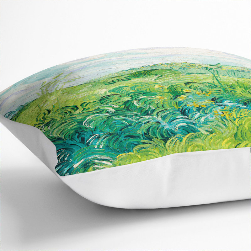 Green Wheat Fields Square Throw Cushion, White, 55cm H x 55cm W x 20cm D