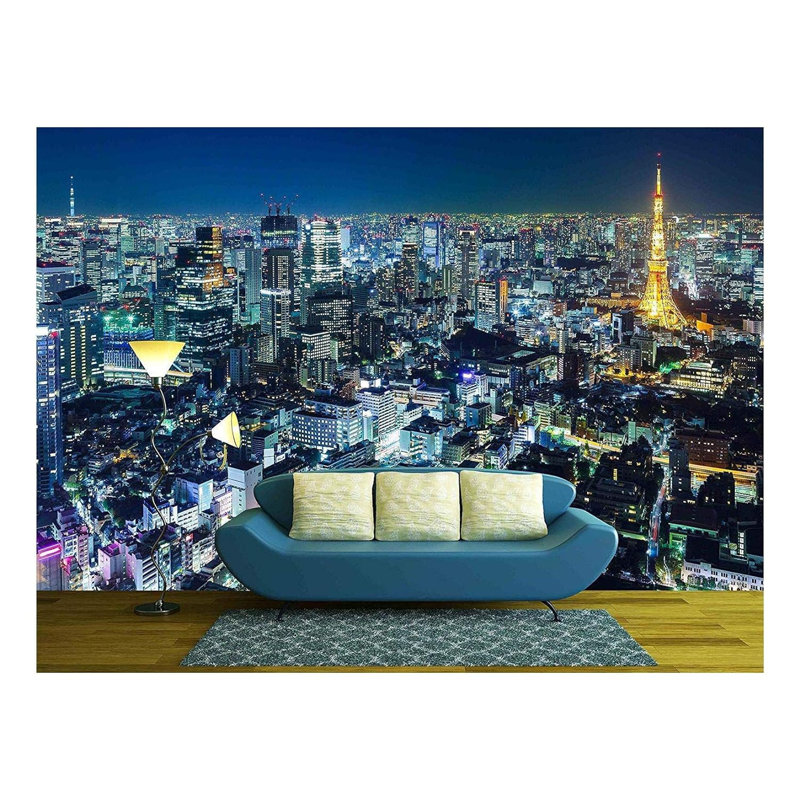 Modern City Buildings Border, 100" L x 144" W