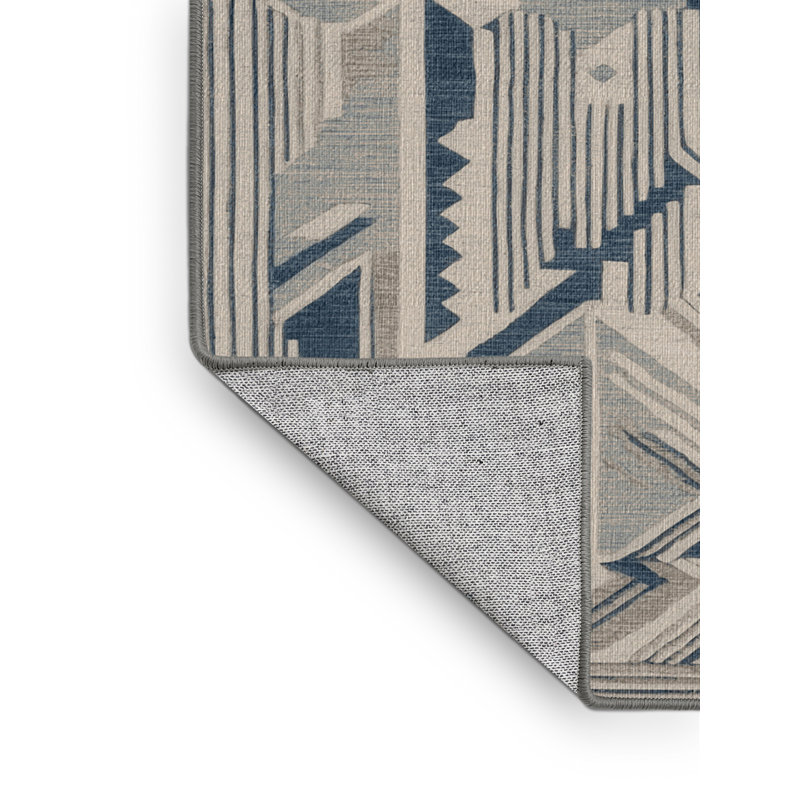Washable Coastal Geometry Plus Coastal Area Rug, Round 5'