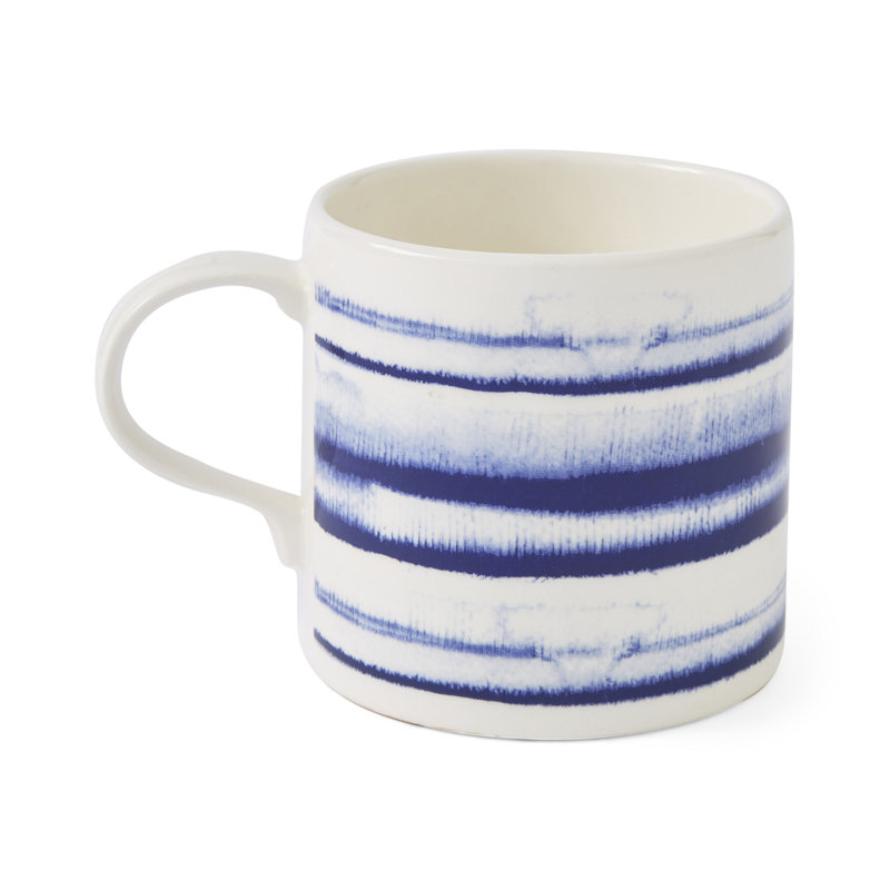 Mug Meirion Short Mugs Blue Wash Horizontal Stripes Mug Single Mug