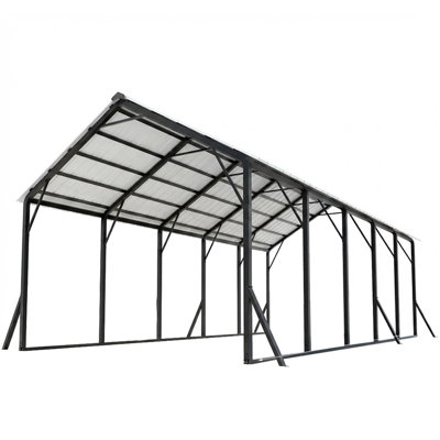 13x21 ft Metal Carport with 120° Steep-Pitch Vertical Roof, 133" High-Clearance Shelter for Full-Size Pickups, Vans & SUVs, Heavy-Duty Reinforced Frame