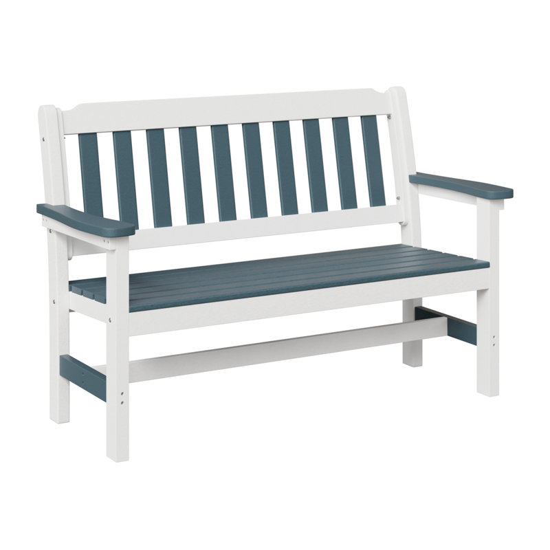 Garden Outdoor Bench, Slate/White
