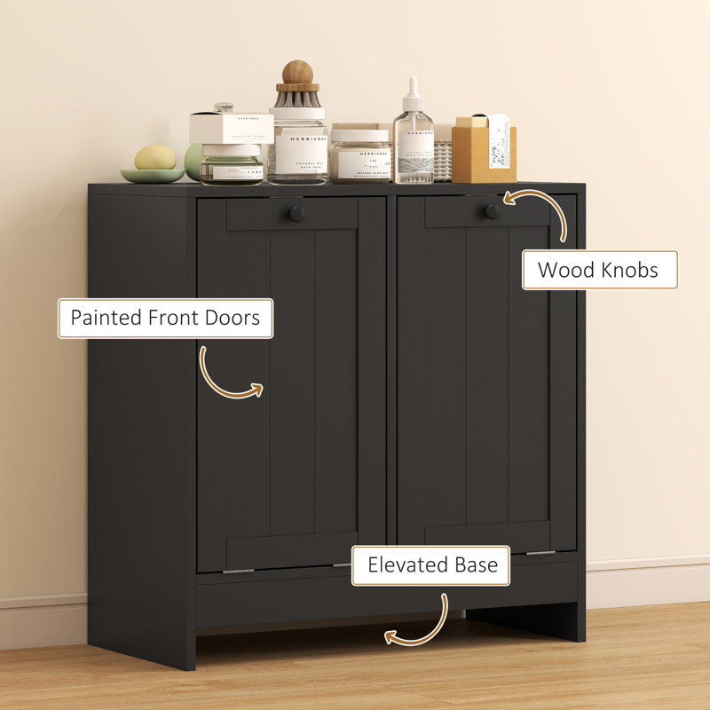 Armoire de rangement à linge inclinable avec paniers à 2 compartiments, noir