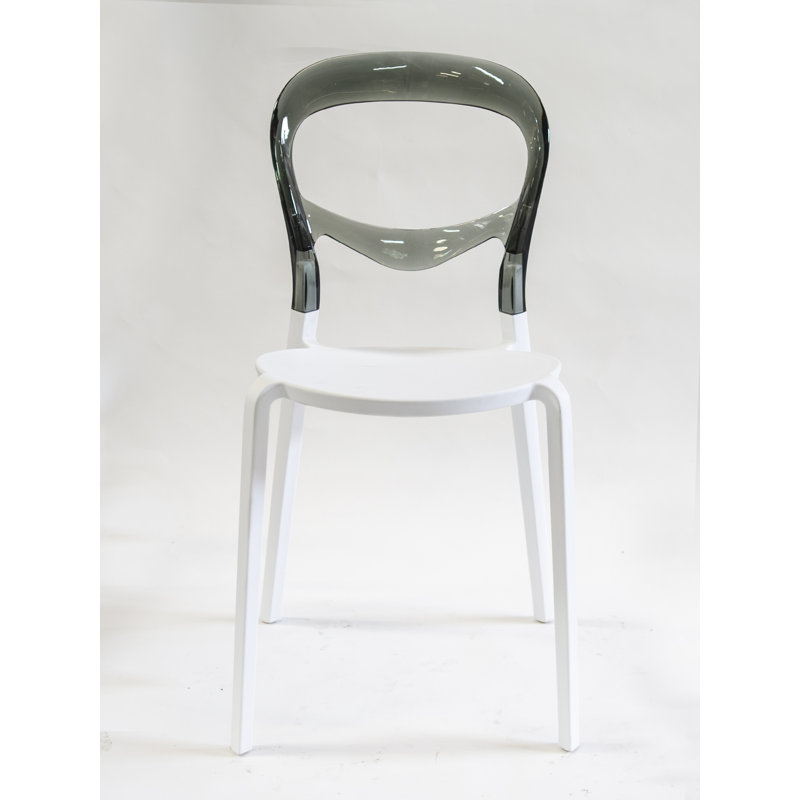 Mendelsohn 16'' H Stacking Side Chair, White/Gray