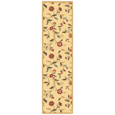 Ottohome Non-Slip Floral Area Rug For Living Room, Hallway, Entryway Rug, Beige