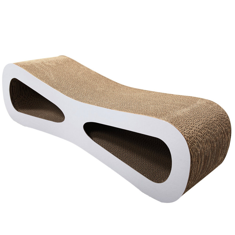 Chat en carton ondulé, aide à divertir les chats et active la grande surface à gratter de couleur bois, garde