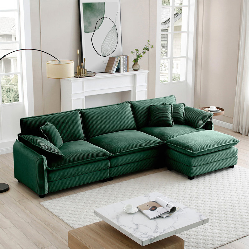 Canapé surdimensionné à 3 places avec repose-pieds, canapé modulaire en forme de L avec repose-pieds, canapé de salon