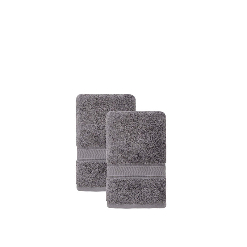 Ensemble de deux serviettes de toilette en coton turc gris foncé, 40 x 75 cm