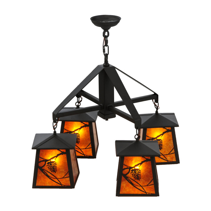 Rustic Lodge 4 - Light Chandelier, Oil Rubbed Bronze