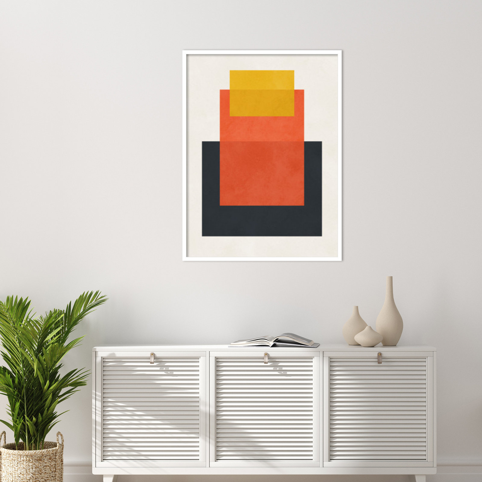 Overlapping Geometry 10 Print, 41" H x 31" W, Brown/Orange, White