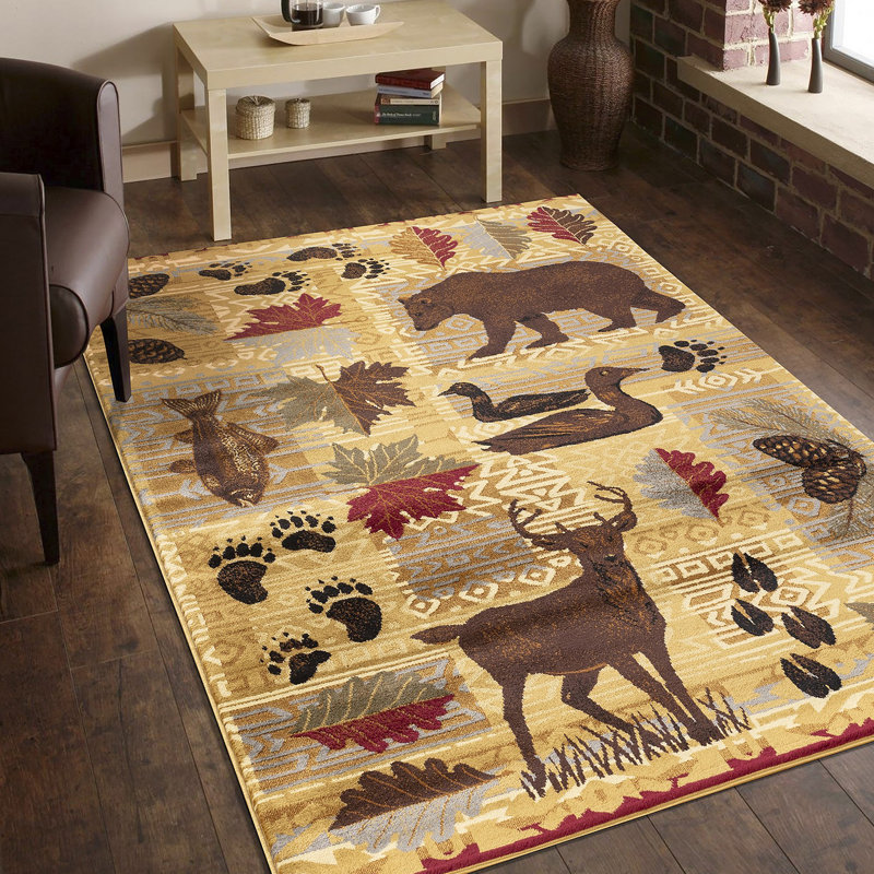 Nature's Nest Multi  Lodge Area Rug, Runner 2'7" x 7'3"