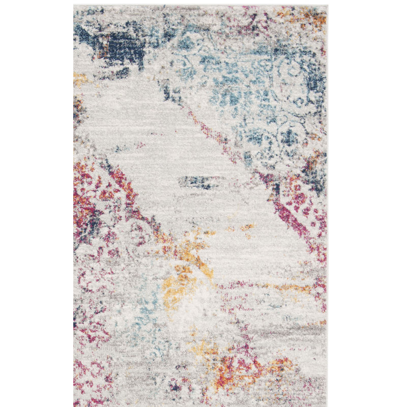 Tapis oriental gris clair / fuchsia Christa, Carré 6 pi 7 po