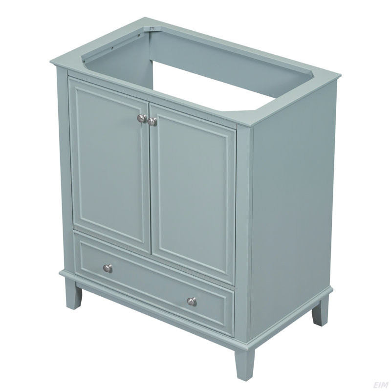 Meuble-lavabo 30 po sans lavabo, base seulement, armoire de salle de bain multifonctionnelle avec portes et tiroir, Vert