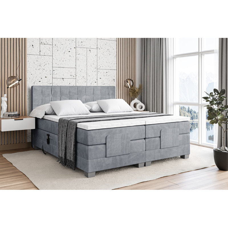 Mariella Bed with Mattress, 180cm W x 200cm L, in Grey