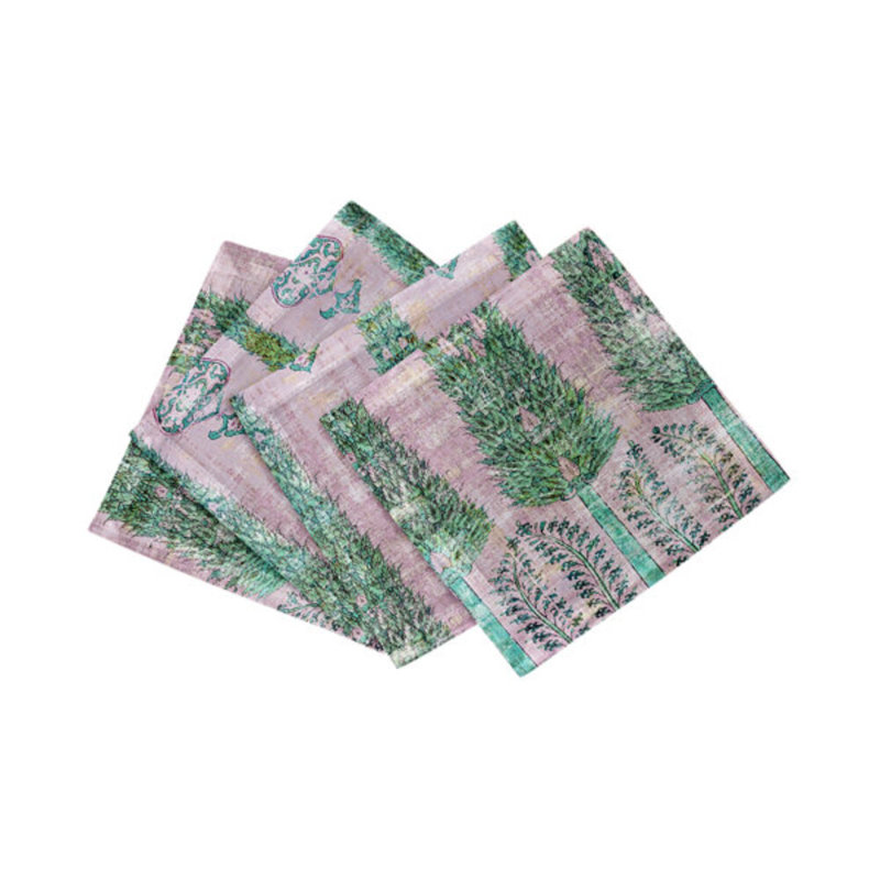 Square Napkins, Green Pink