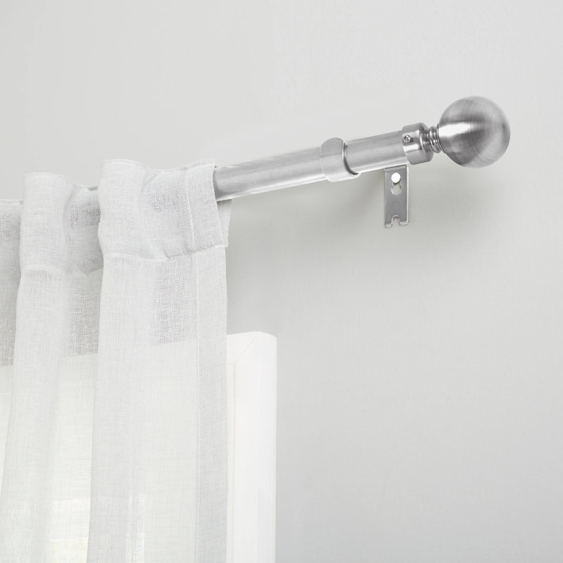 Apalachin Plain Metal Ball Extendable Single Curtain Rod /Pole, 160 - 300 cm, Chrome