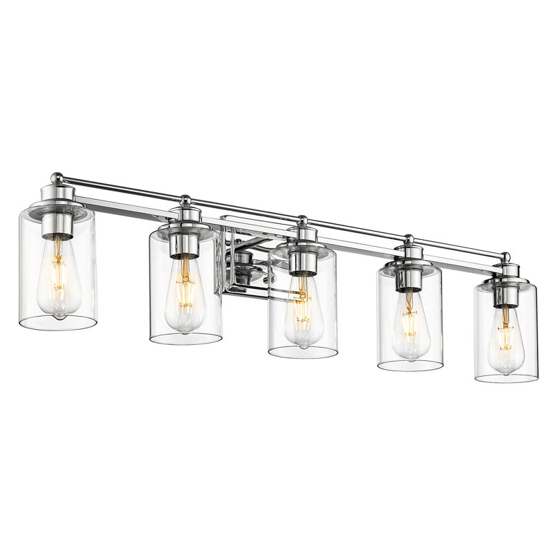 Chrome 37-inch Dimmable 5-Light Bathroom Vanity Fixture