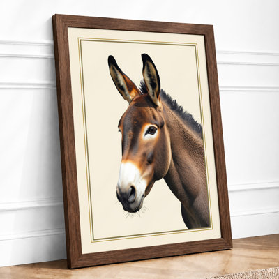 Donkey Portrait Rustic - Framed Print