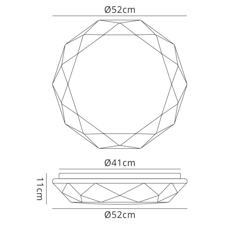Campton Acrylic LED Flush Mount, 11.5cm H x 52cm W x 52cm D
