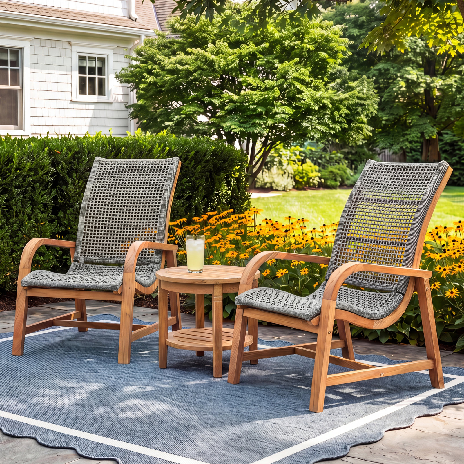 Nimes 2-Person Teak Patio Seating Group