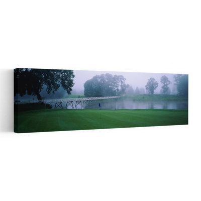 Bridge Over A Lake On A Golf Course Shawnee Pennsylvania USA by Chris John/PDI - Wrapped Canvas Panoramic Print