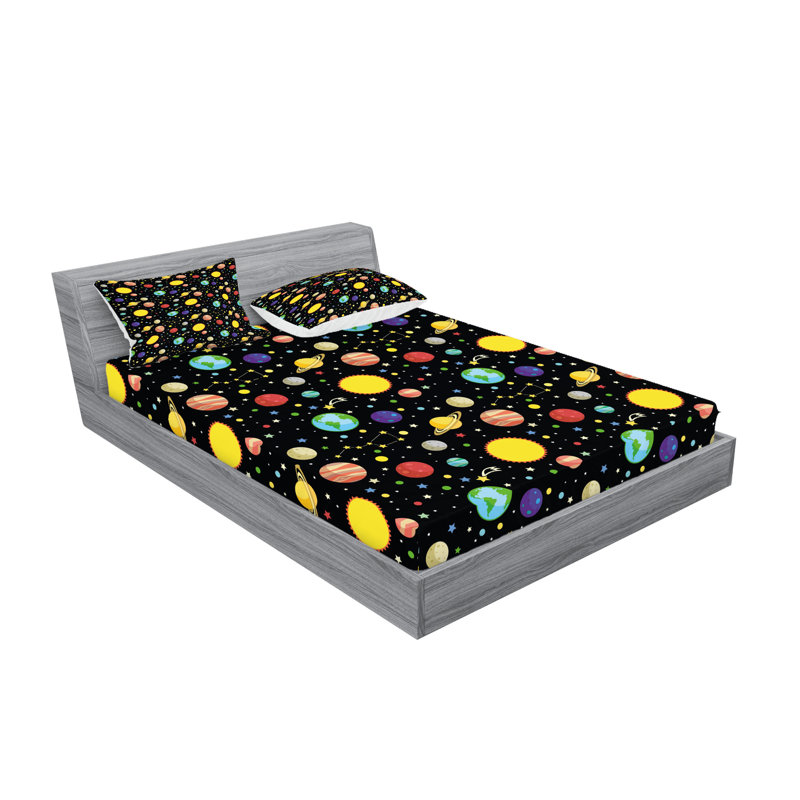 Multicolore drap-housse et coussin décoratif Ambesonne, Ensemble de draps pour très grand lit californien