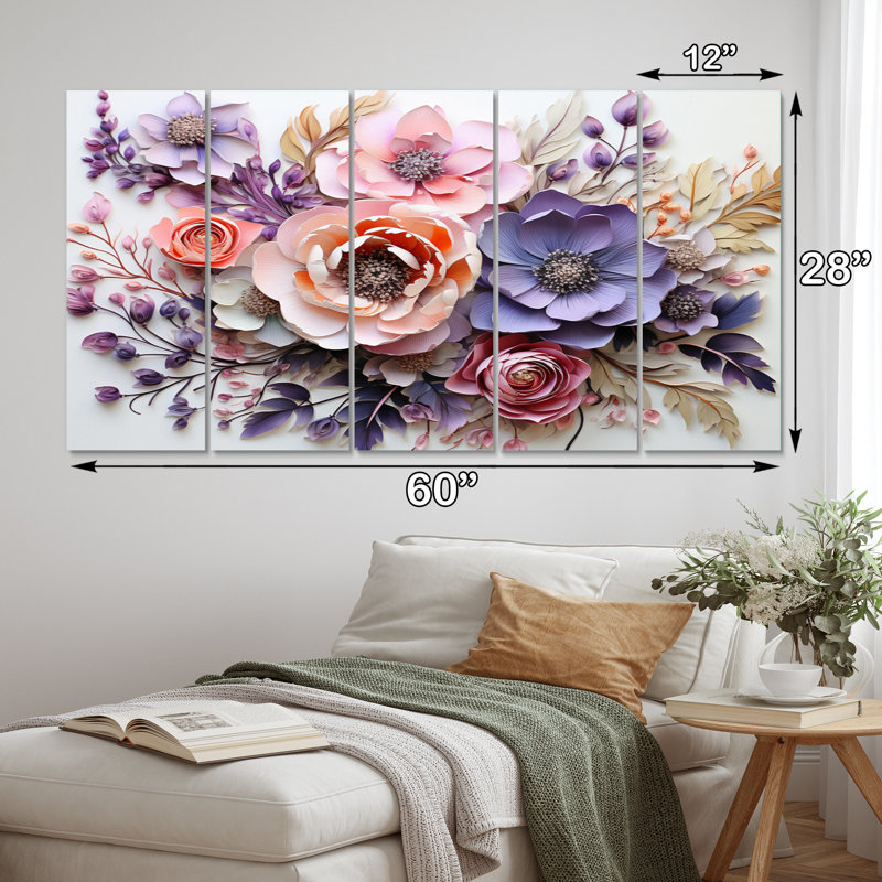 Delicate Florals Paint Plants & Flowers Wall Decor on Metal