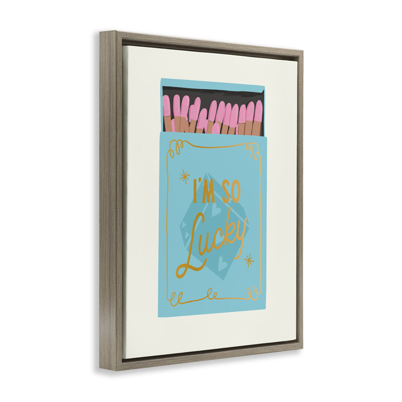 Cadre flottant I'm so Lucky Matchbox, design par Cherrywood Lane, H 21 po x l 17 po, Cadre flottant orme Montalcino