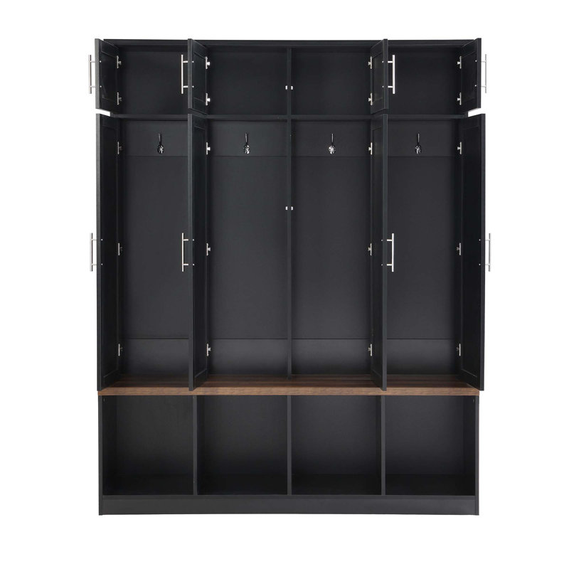 Raghda Multi-Functional Hall Tree with 4 Hidden Hanging Hooks, Black