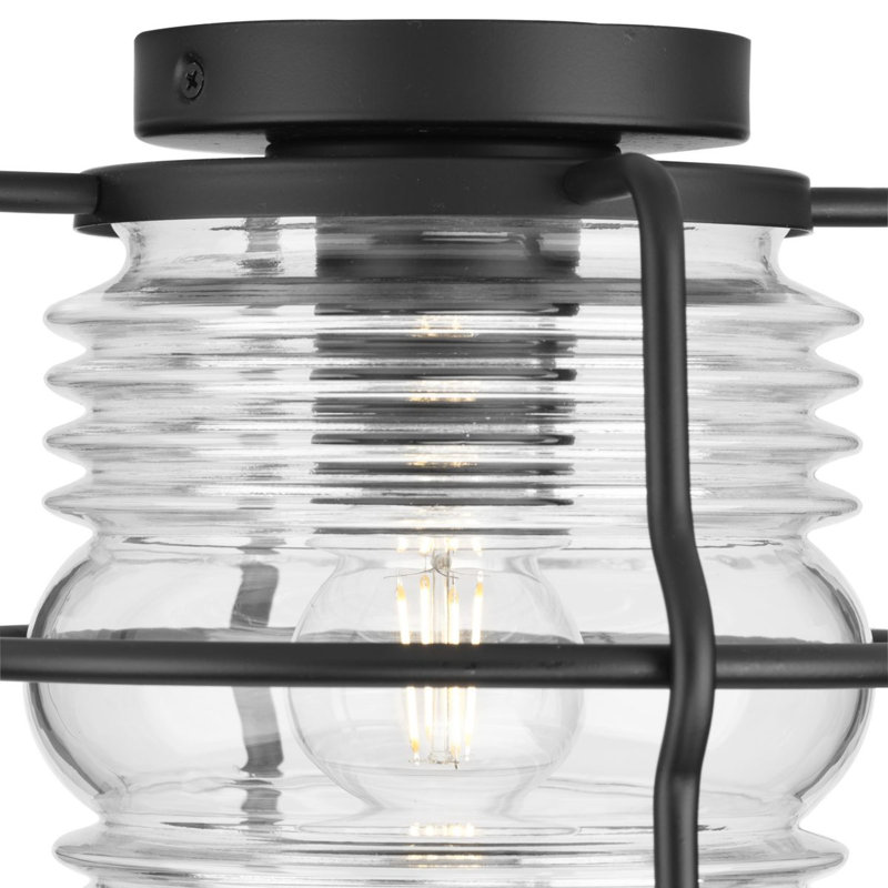 Keegan Matte Black Glass Indoor/Outdoor Flush Mount Light