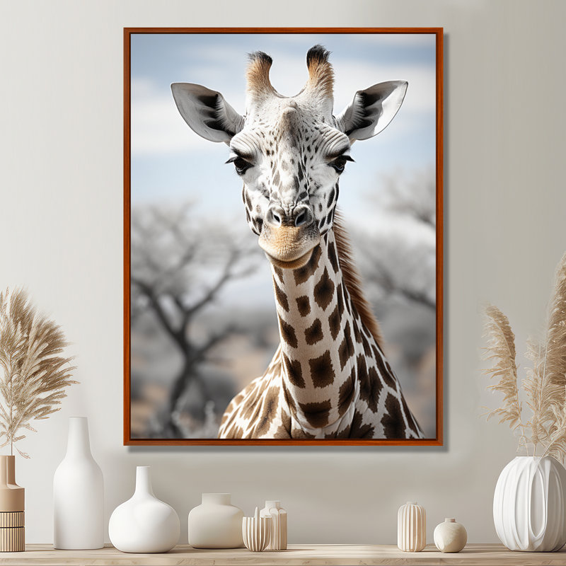 Girafes d'Aubriannah, élégance II - impression, H 40 po x l 30 po x P 1,5 po, Cadre flottant brun