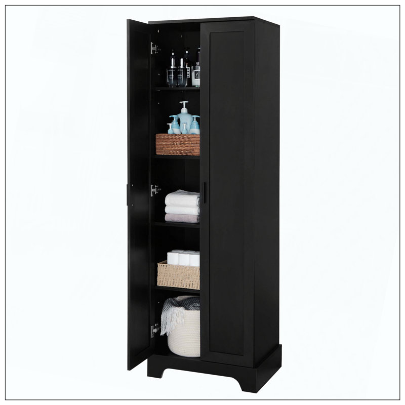 Armoire de rangement à deux portes, Noir, H 71,2 po x l 16,9 po x P 23,3 po