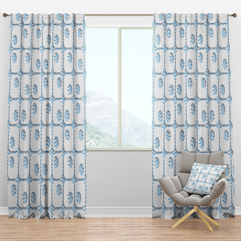 Panneau de rideau simple semi-diaphane avec passe-tringle Mid-Century, l 52 po x L 90 po