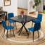 Chaises de salle à manger modernes en velours bleu (de 4), pieds en fer pour une cuisine assise en toute sécurité (4) - soutien solide pour les jambes, expérience d'assise confortable-1680210963