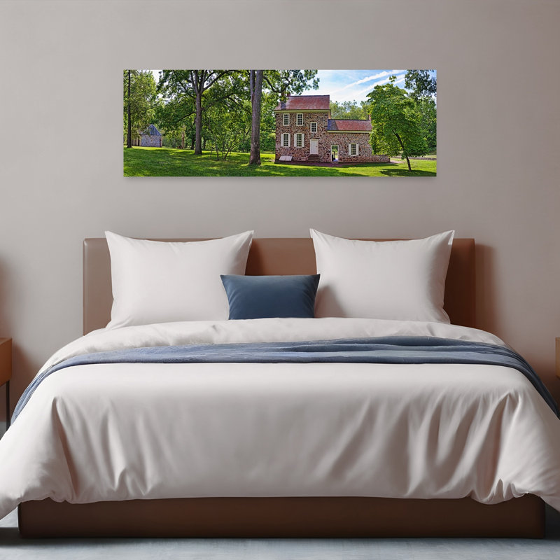 Facade Of A Building Washington's Headquarters Valley Forge National Historic Park Philadelphia Pennsylvania USA by Tom Sheckels - Wrapped Canvas Panoramic Print