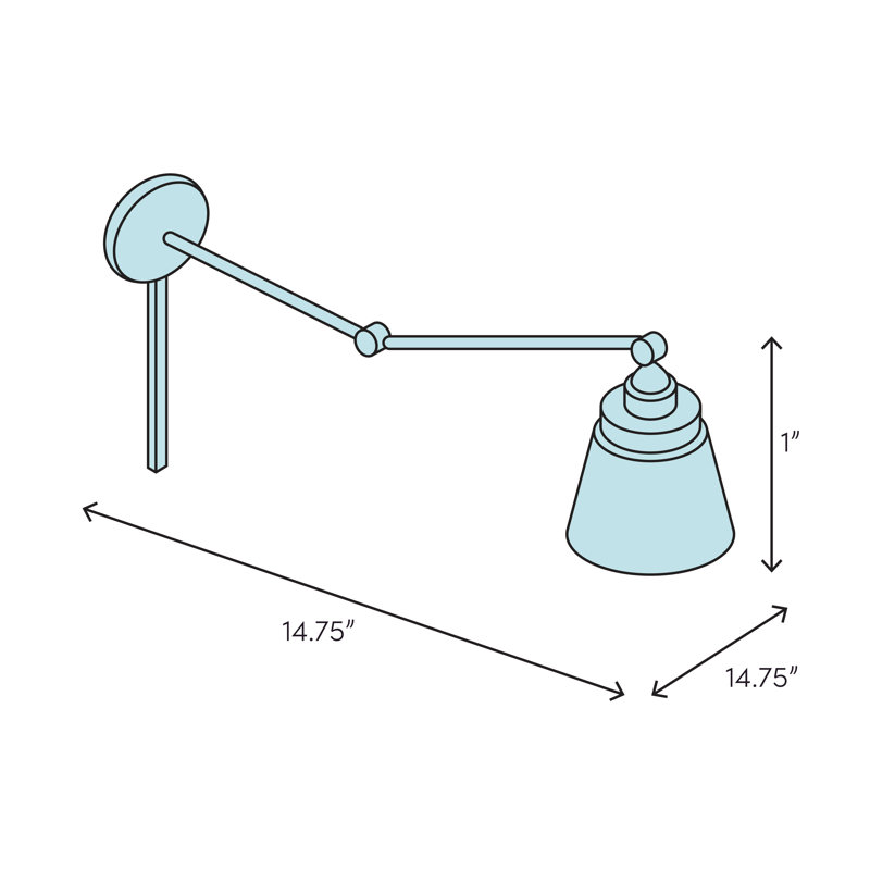 Bras pivotant à 1 lumière à intensité variable Creasey, Nickel brossé