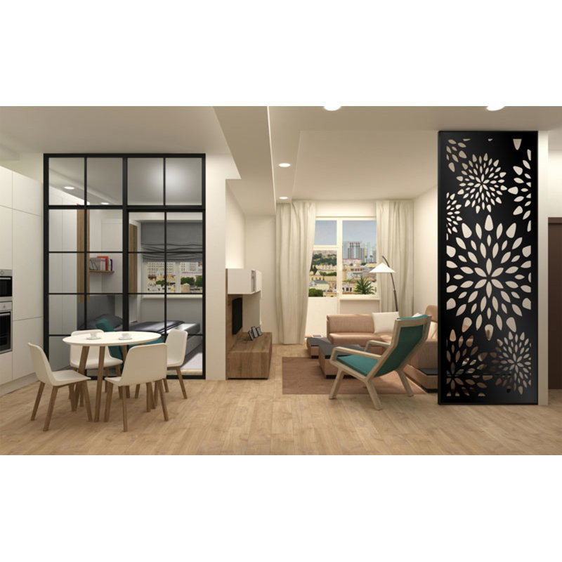 Panneau d'intimité en aluminium découpé au laser Chrysanthemums - Art mural extérieur thermolaqué en métal, paravent de clôture de jardin décoratif