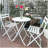3 Piece Patio Bistro Set of Foldable Round Table and Chairs, White-1383993094