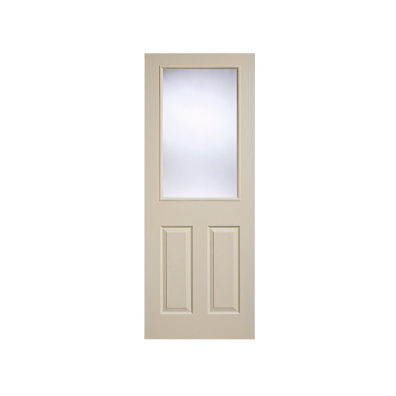Textured 2P 1L Glazed Primed White Internal Door, 204 cm H x 72.6 cm W x 4 cm D