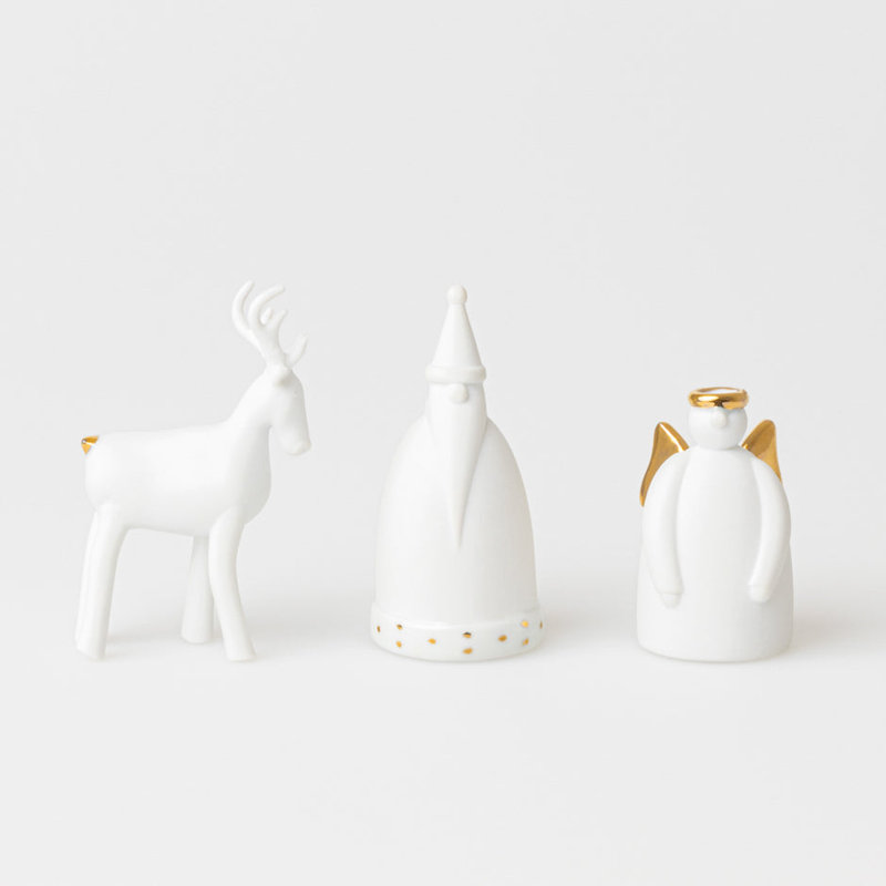 Figurines de porcelaine des Fêtes - Forêt d'hiver - Ensemble de 3