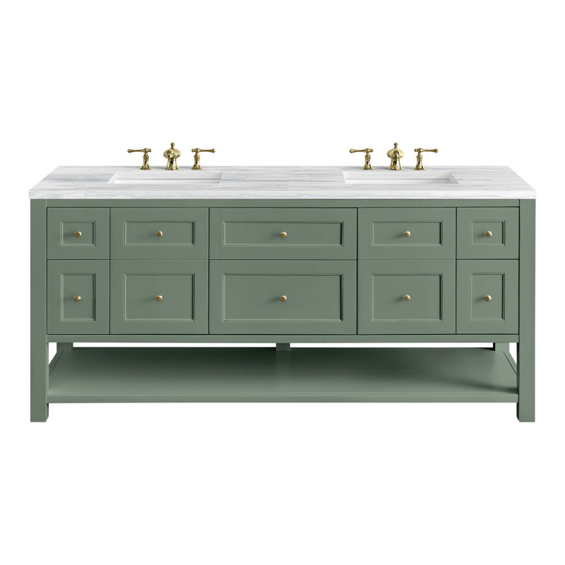 Breckenridge 72'' W Double Vanity, Charcoal Soapstone, Smokey Celadon, 8" Widespread