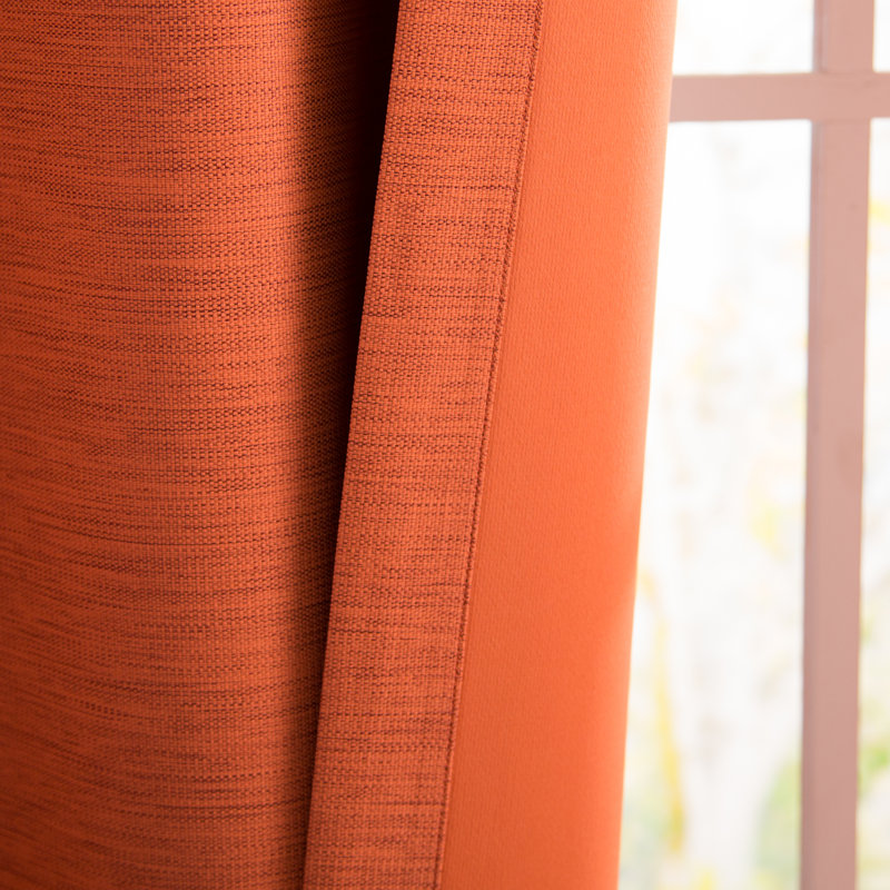 Rideaux obscurcissants en lin synthétique pour chambre et salon Bellino (1 panneau), Mandarine, L 50 po x L 84 po