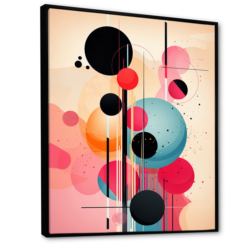 Impression sur toile géométrique rétro Serendipity, H 32 po x l 16 po x P 1 po, Cadre flottant noir