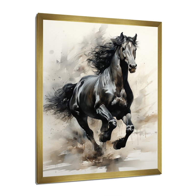 «Black Horse» - Impression, H 20 po x l 12 po x P 1 po, Cadre doré à une seule photo