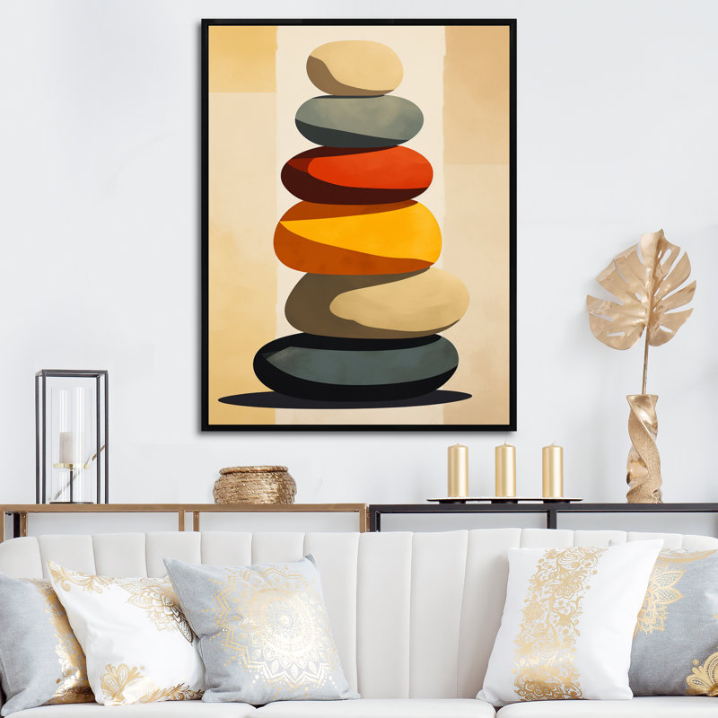 «Visual Tranquility Rock Balancing On», reproduction sur toile, H 32 po x l 24 po x P 1 po, Cadre flottant noir