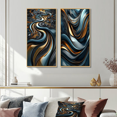 Tourbillon abstrait dans les tons III - ensemble de 2 peintures murales abstraites
