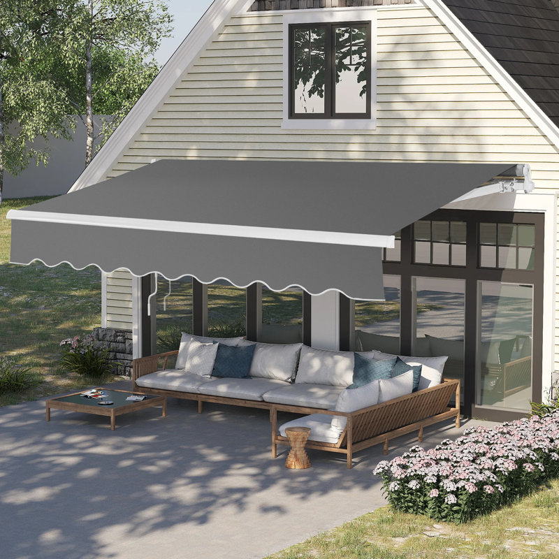 Auvent de patio rétractable en polyester Winado, H 7 po x l 157,2 po x P 98,4 po, Gris